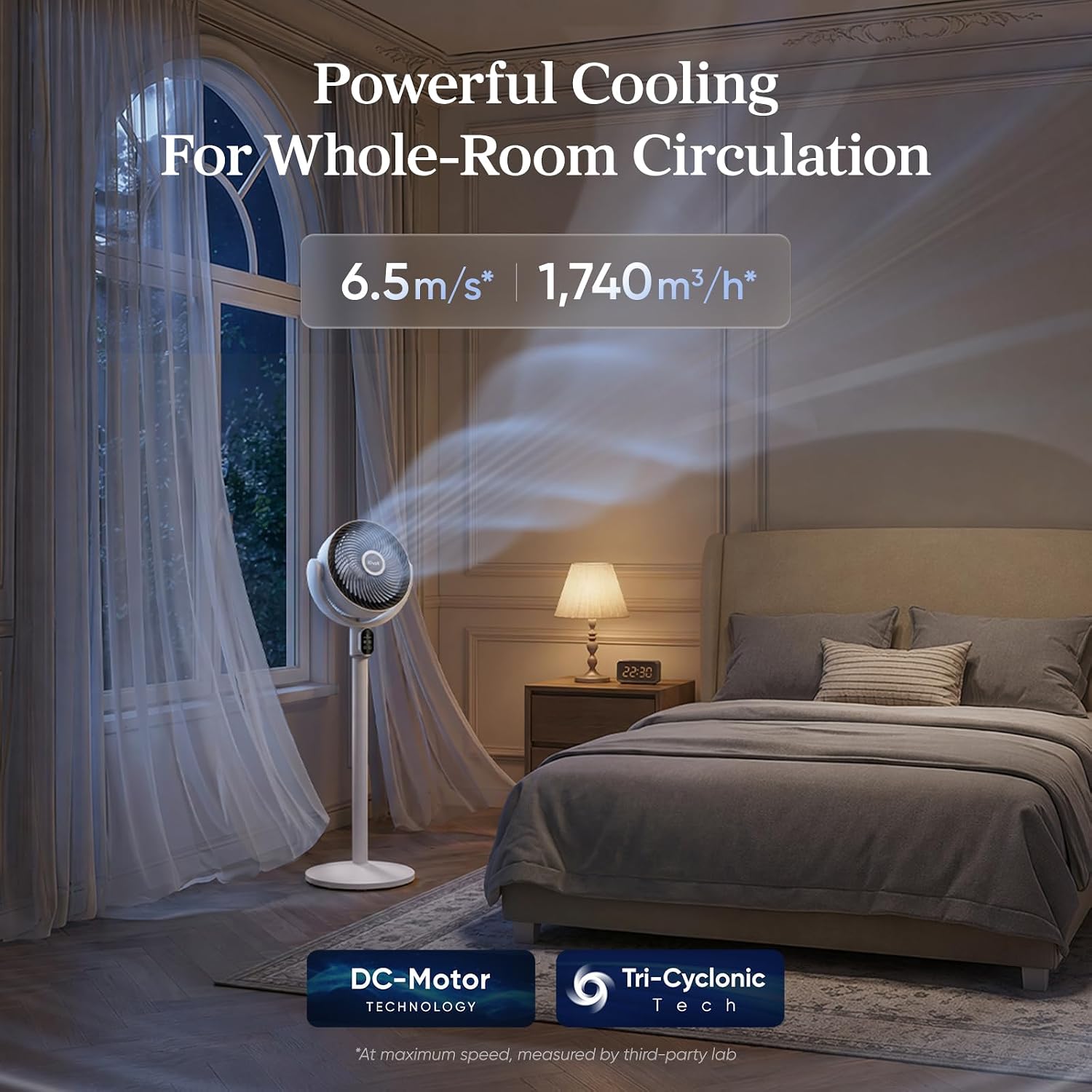 Levoit Standing Fan, 20dB Ultra Quiet Pedestal Fan for Bedroom, 1740m3/h Powerful Airflow, Air Circulation, 18W Low Energy, 90 Oscillating