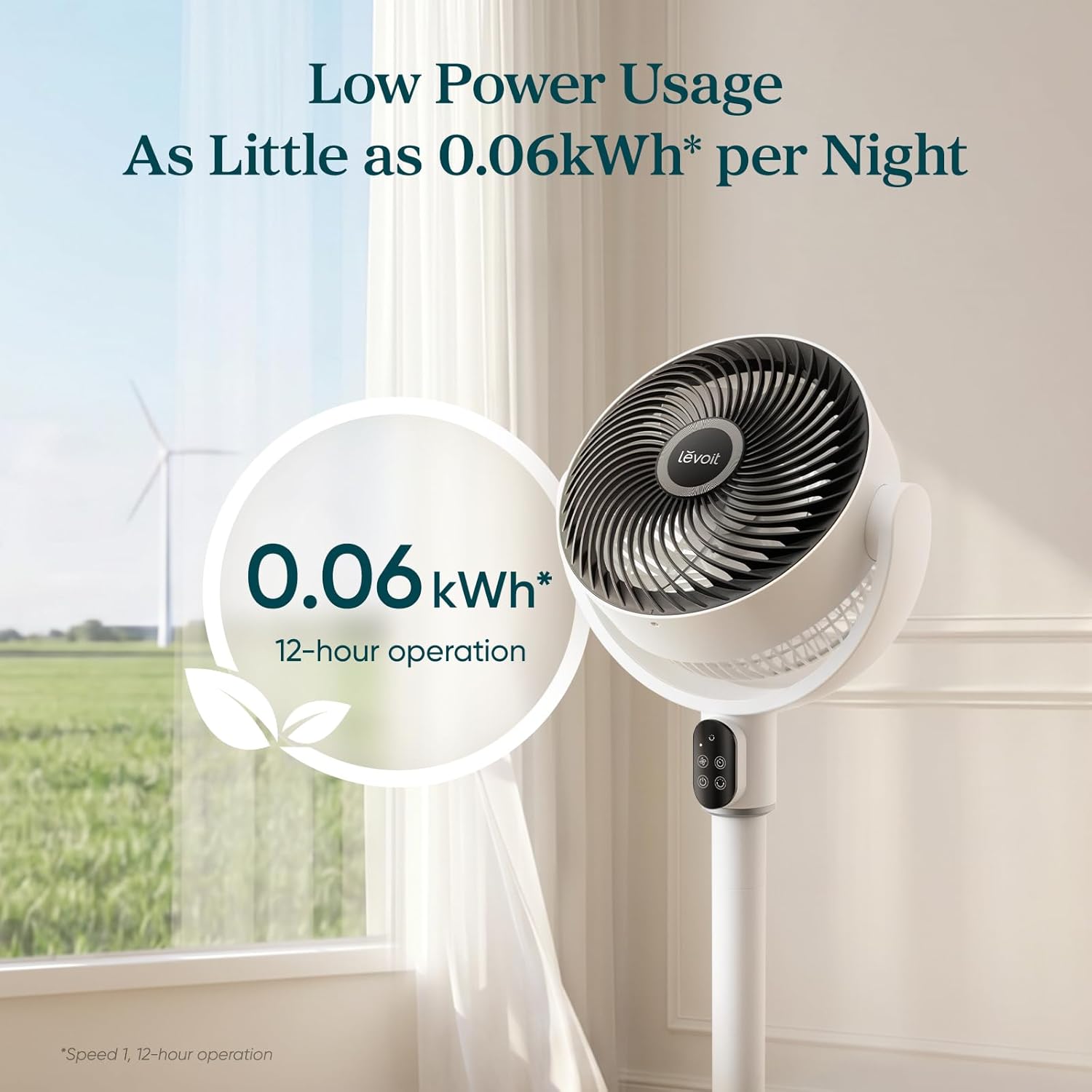 Levoit Standing Fan, 20dB Ultra Quiet Pedestal Fan for Bedroom, 1740m3/h Powerful Airflow, Air Circulation, 18W Low Energy, 90 Oscillating