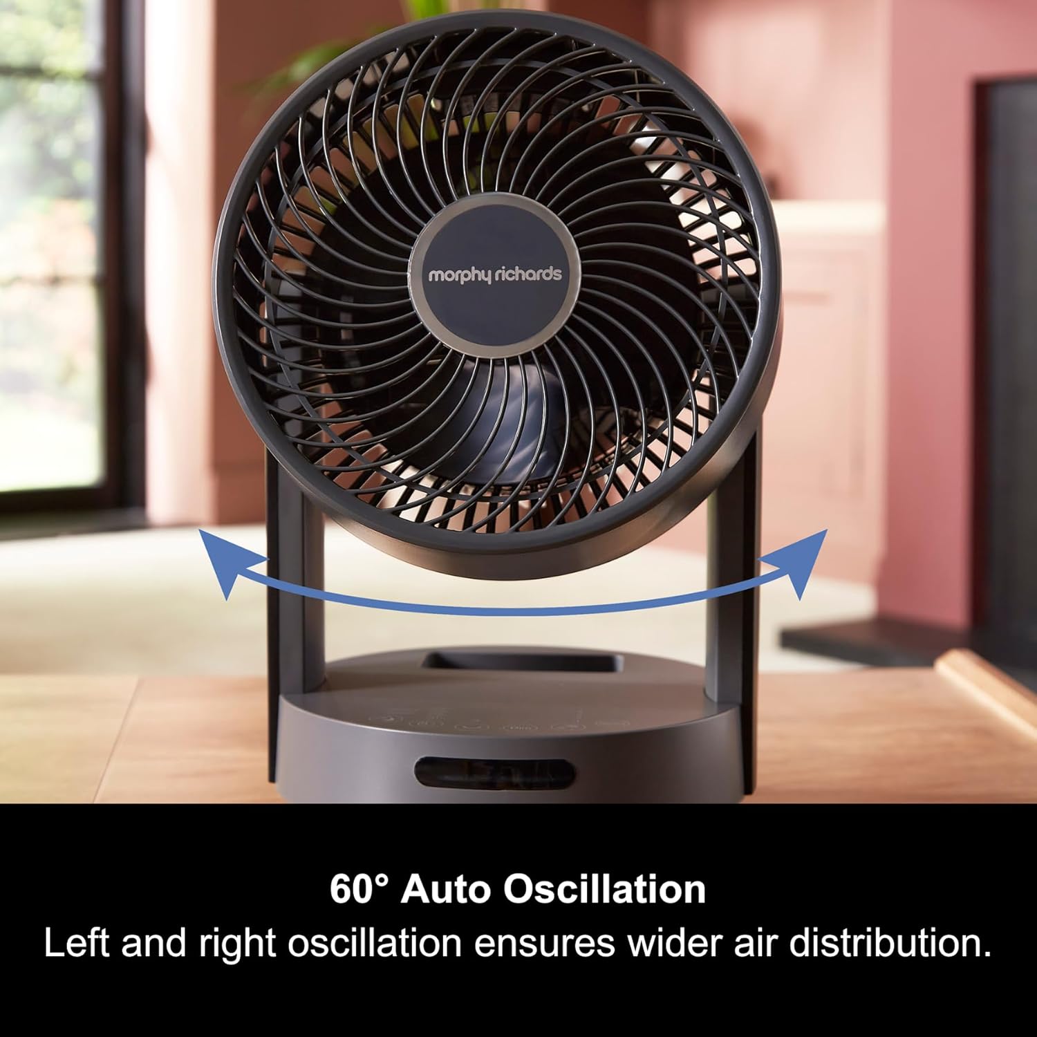 Morphy Richards Airflex Circulating Desktop Fan, Remote Control, Touch Panel, Air Circulation Motor, 3 Blade Design, Timer Function, 60 Oscillation