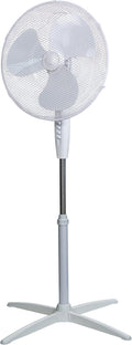 Russell Hobbs 16 inch Pedestal Fan, 3 Speeds, Wide-Angled Oscillation, Powerful Airflow, Adjustable Height, White - RHPPF1621