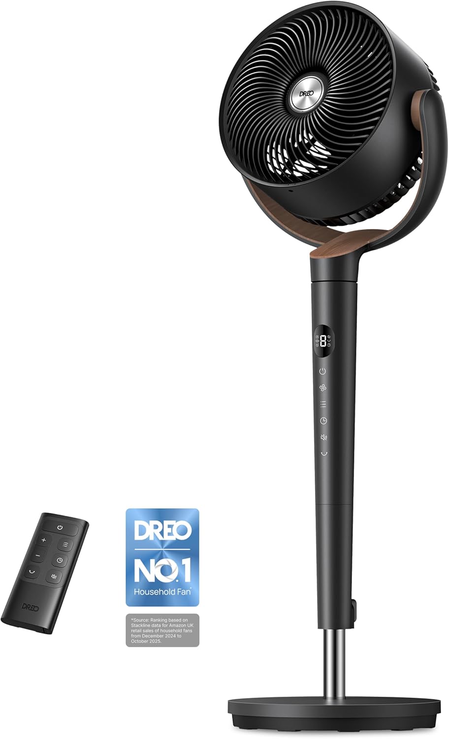 DREO 20dB Ultra Quiet Standing Pedestal Fan for Bedroom, 120 Oscillating Electric Cooling Fan with DC Motor, 9 Speeds & 4 Modes, 8H Timer, Remote