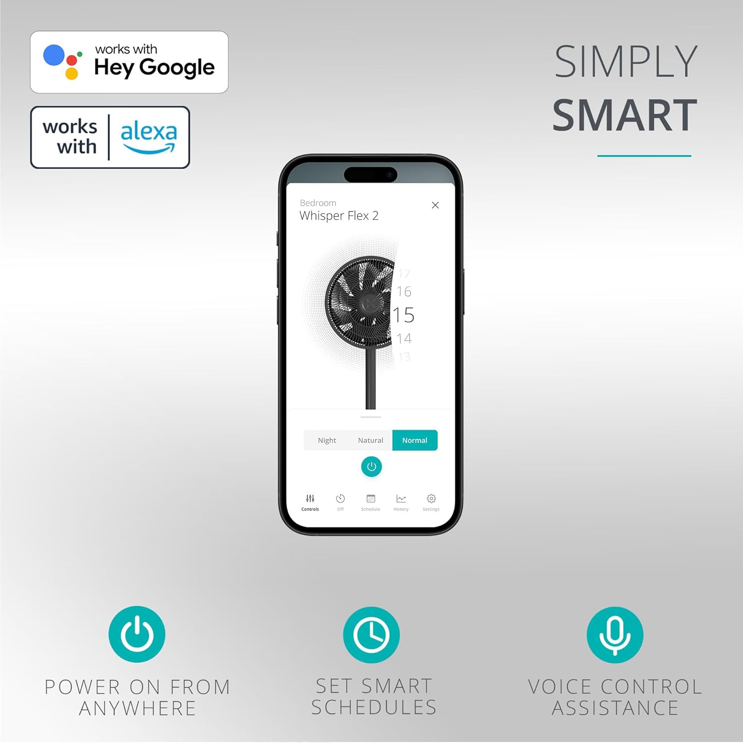 Duux Whisper Flex 2 Smart Fan, 13dB, Remote Control, Alexa & Smart App, 30 Cooling Speeds, Adjustable from Desk to Standing Fan, Up-Down Left-Right Oscillation