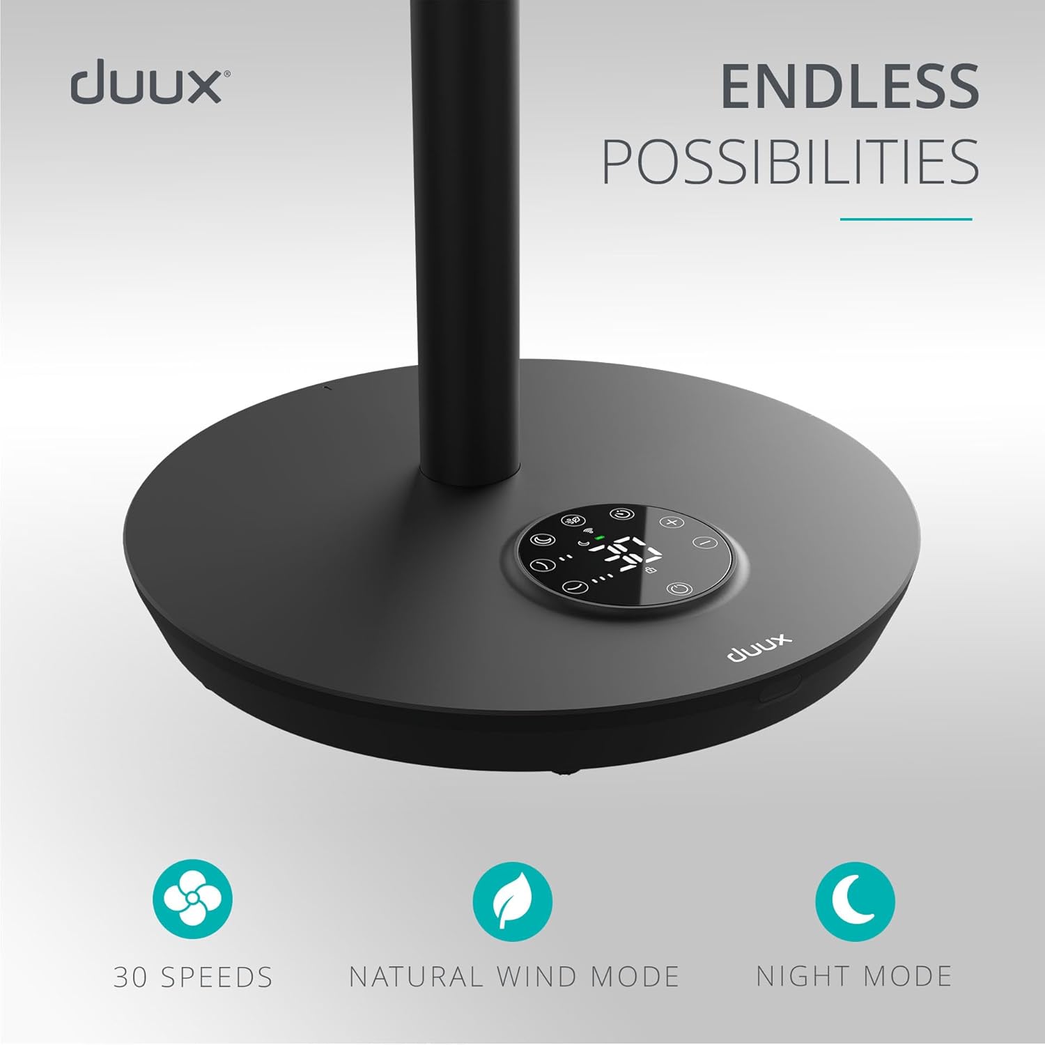 Duux Whisper Flex 2 Smart Fan, 13dB, Remote Control, Alexa & Smart App, 30 Cooling Speeds, Adjustable from Desk to Standing Fan, Up-Down Left-Right Oscillation