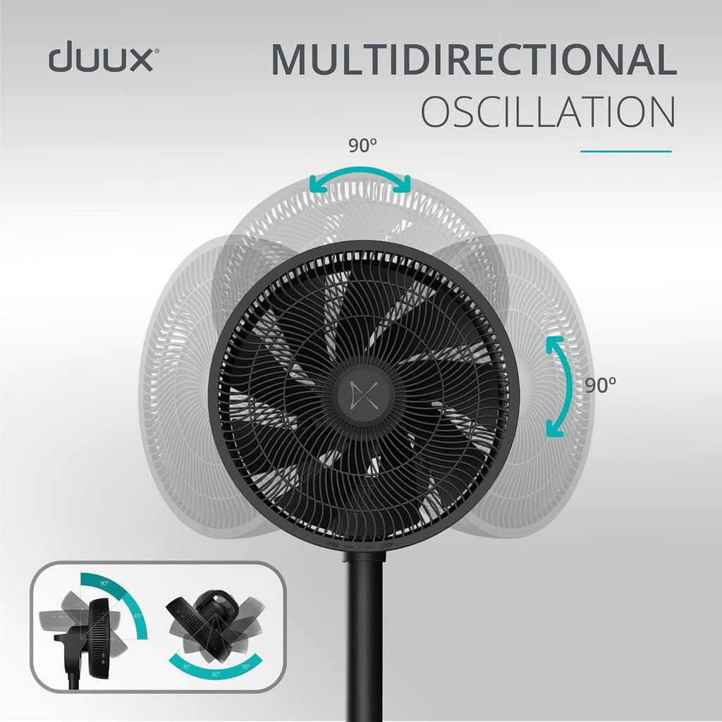 Duux Whisper Flex 2 Smart Fan, 13dB, Remote Control, Alexa & Smart App, 30 Cooling Speeds, Adjustable from Desk to Standing Fan, Up-Down Left-Right Oscillation