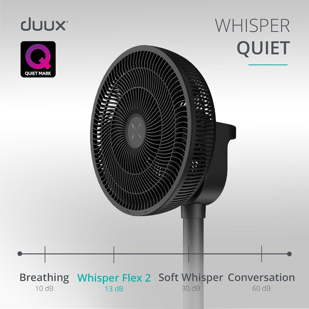 Duux Whisper Flex 2 Smart Fan, 13dB, Remote Control, Alexa & Smart App, 30 Cooling Speeds, Adjustable from Desk to Standing Fan, Up-Down Left-Right Oscillation