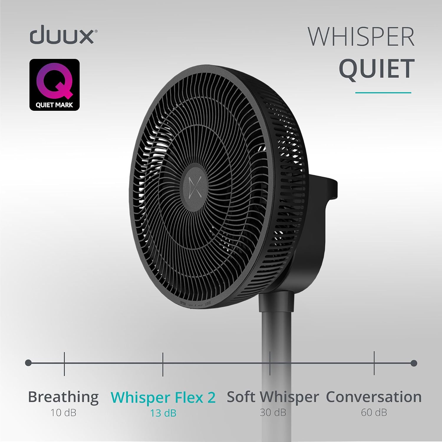 Duux Whisper Flex 2 Smart Fan, 13dB, Remote Control, Alexa & Smart App, 30 Cooling Speeds, Adjustable from Desk to Standing Fan, Up-Down Left-Right Oscillation