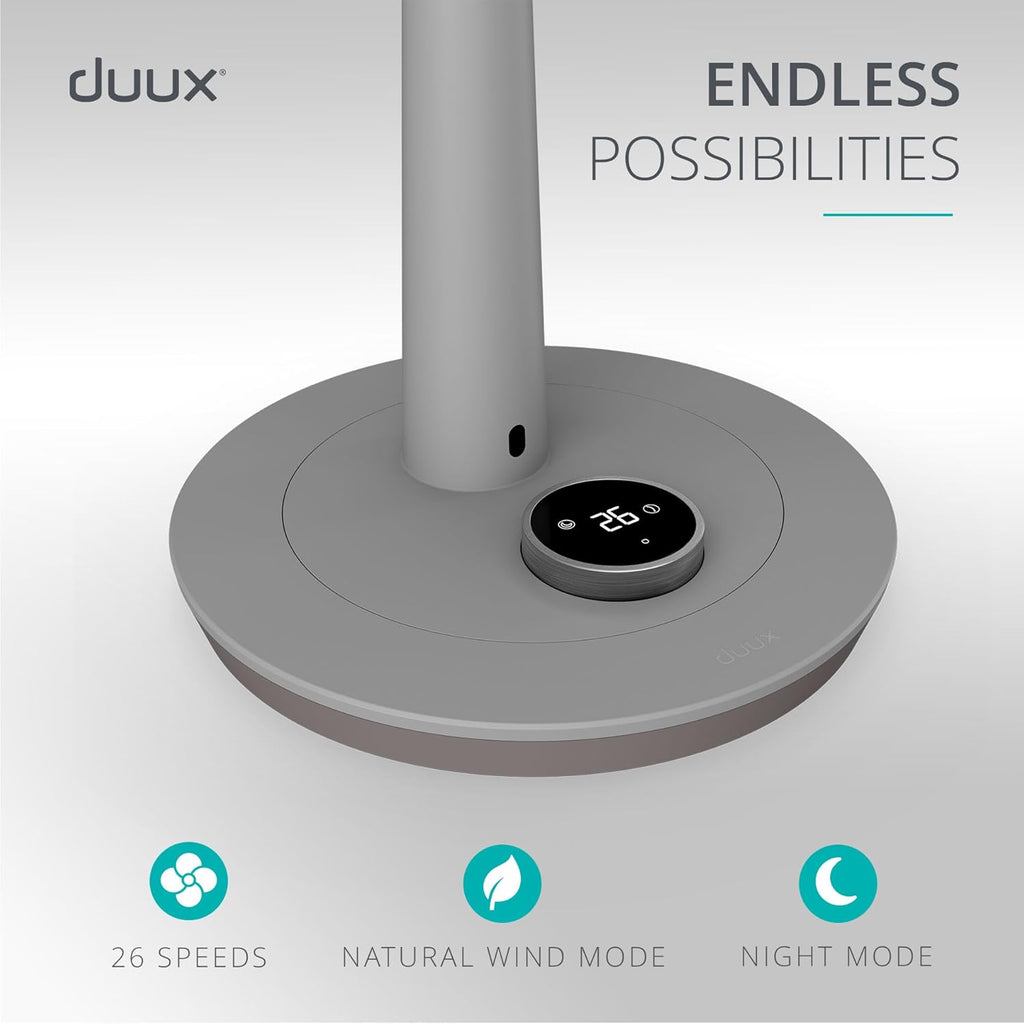 Duux Whisper 2 Standing Fan with Remote Control, 26 Cooling Speeds, Height Adjustable, Multi-direction Oscillation, Quiet Fan with Night Mode and Timer