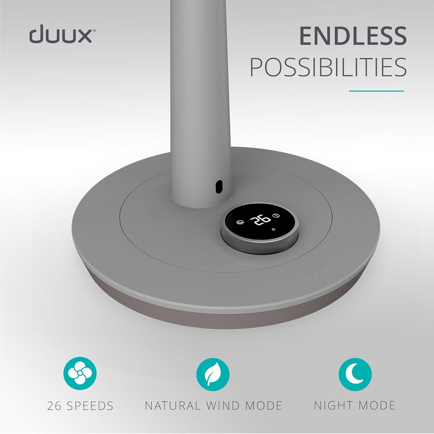 Duux Whisper 2 Standing Fan with Remote Control, 26 Cooling Speeds, Height Adjustable, Multi-direction Oscillation, Quiet Fan with Night Mode and Timer