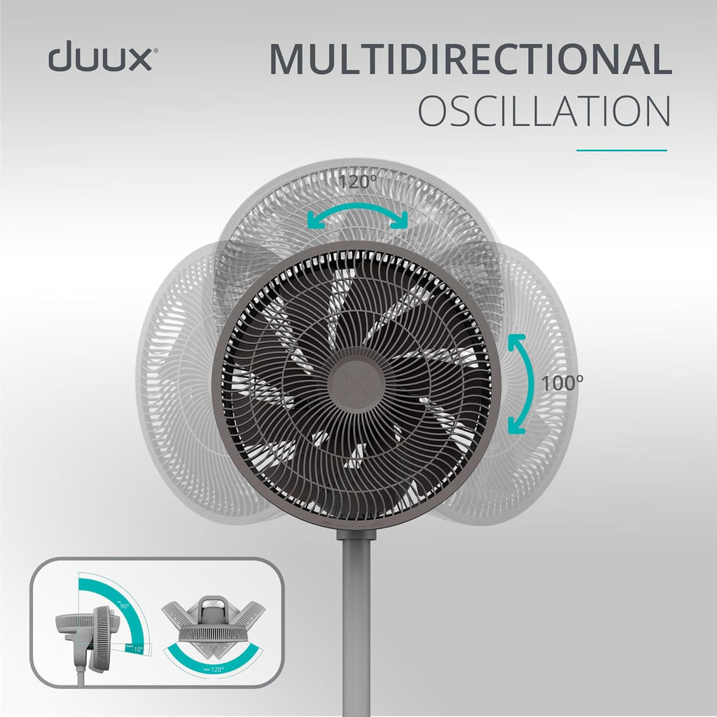 Duux Whisper 2 Standing Fan with Remote Control, 26 Cooling Speeds, Height Adjustable, Multi-direction Oscillation, Quiet Fan with Night Mode and Timer