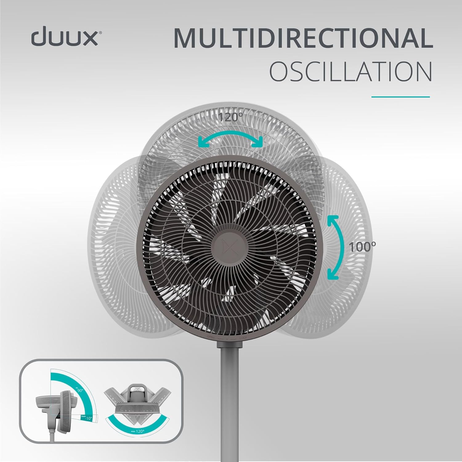 Duux Whisper 2 Standing Fan with Remote Control, 26 Cooling Speeds, Height Adjustable, Multi-direction Oscillation, Quiet Fan with Night Mode and Timer