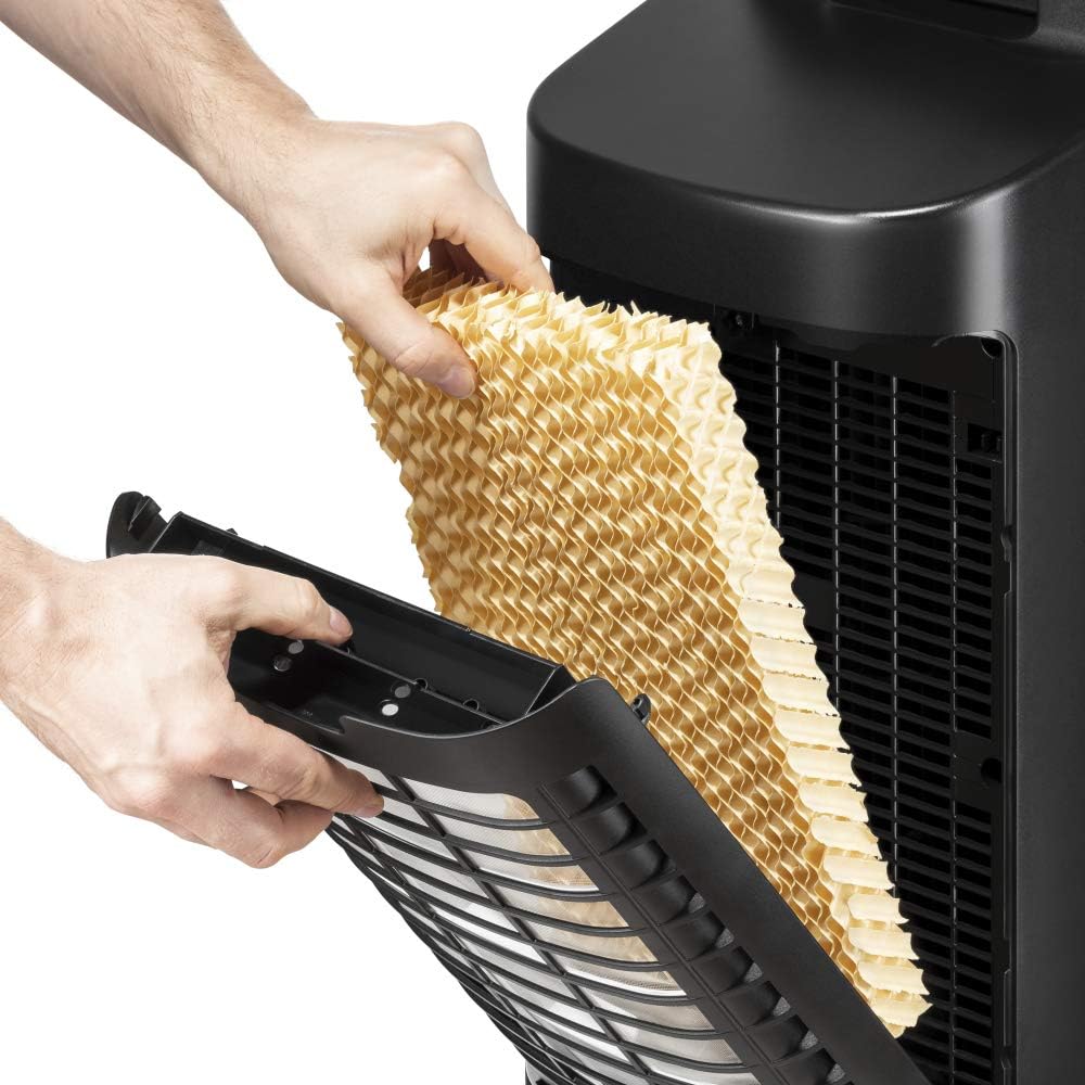 TROTEC Air Cooler PAE 22, 4 Fan Speeds, 3-in-1: Air Cooling, Ventilation, Humidification, Remote Control, Night Mode, Timer, Office, Home, Black