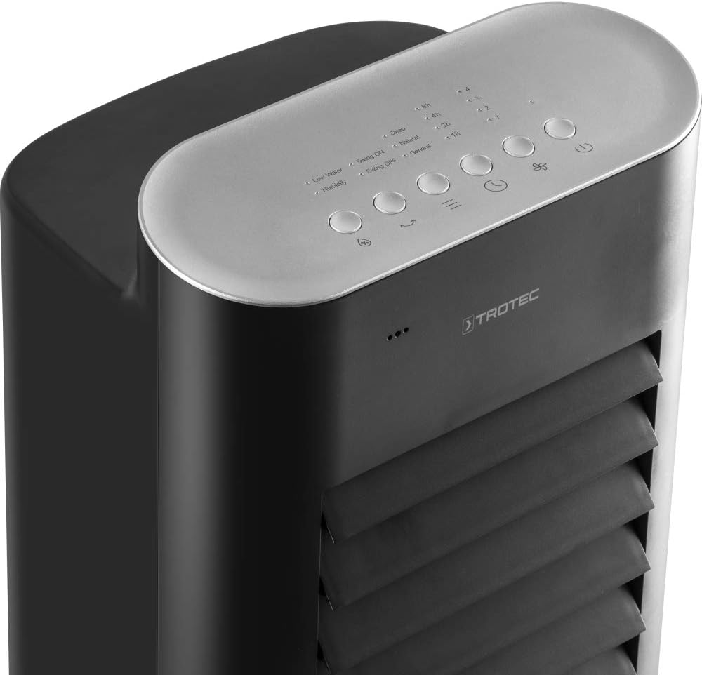 TROTEC Air Cooler PAE 22, 4 Fan Speeds, 3-in-1: Air Cooling, Ventilation, Humidification, Remote Control, Night Mode, Timer, Office, Home, Black