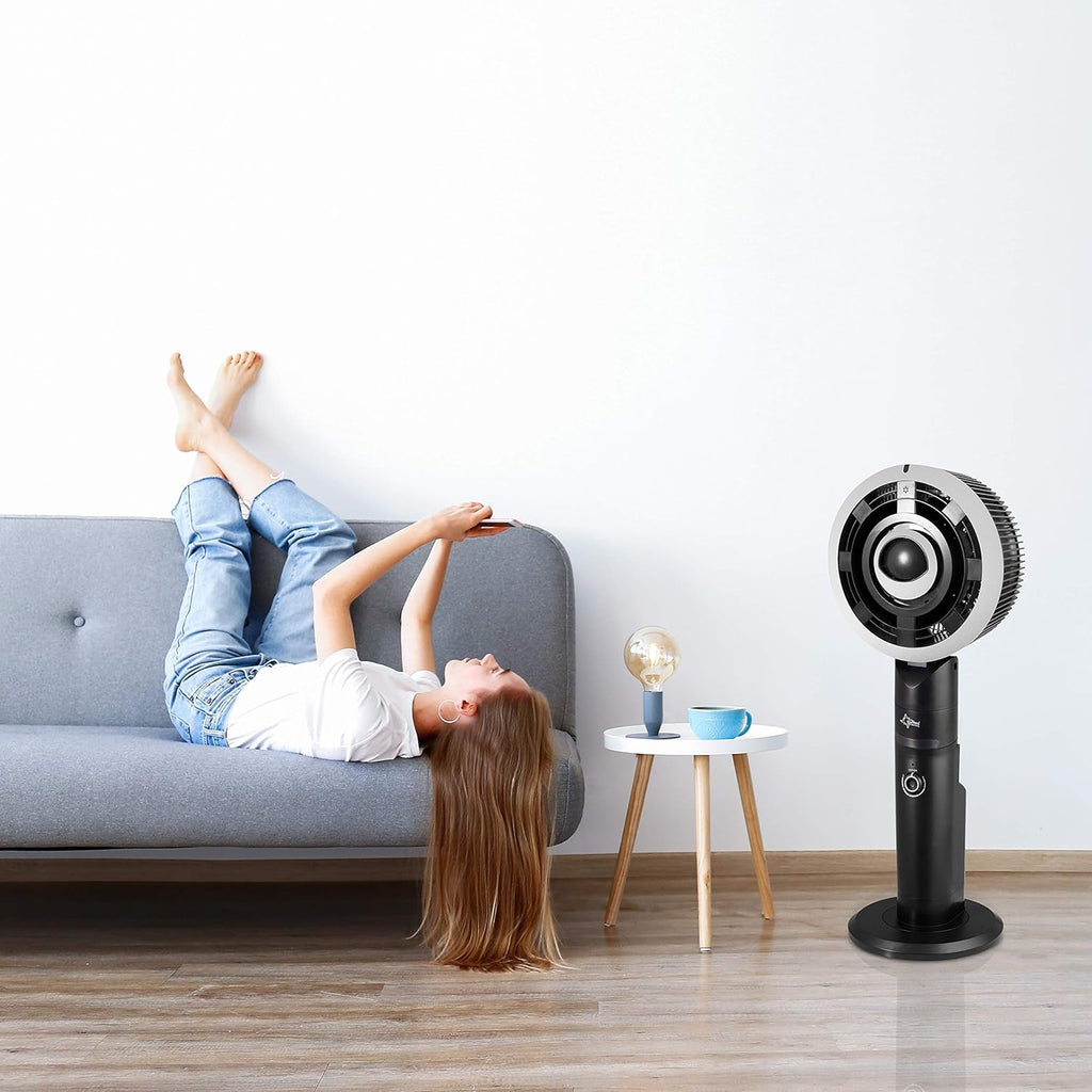 SUNTEC Fan with Water Cooling incl. Monsun Vario Remote Control | Water Mist Spray | Quiet Humidifier with Timer Function | Pedestal Fan | Perfect Room Humidifier for Bedroom, Office