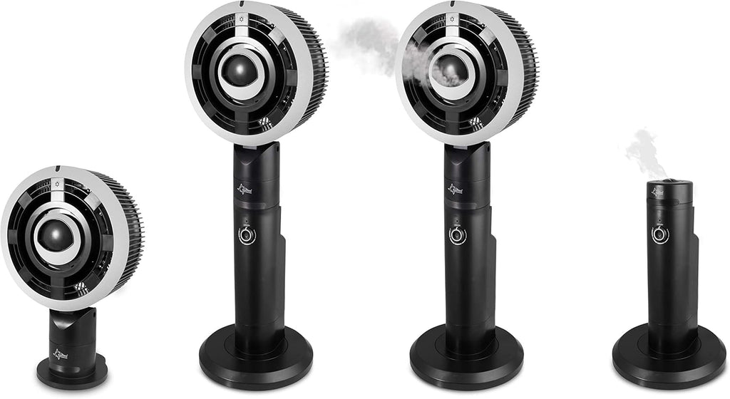 SUNTEC Fan with Water Cooling incl. Monsun Vario Remote Control | Water Mist Spray | Quiet Humidifier with Timer Function | Pedestal Fan | Perfect Room Humidifier for Bedroom, Office