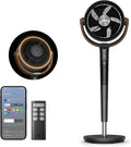 DREO 20dB Quiet Smart Pedestal Fan for Bedroom with RGB LED, 150°+120° Oscillation, 30m Air Circulator and 2209 m³/h Air Volume, 12 Speeds, 6 Modes, 94-107cm Height, Wi-Fi & Alexa