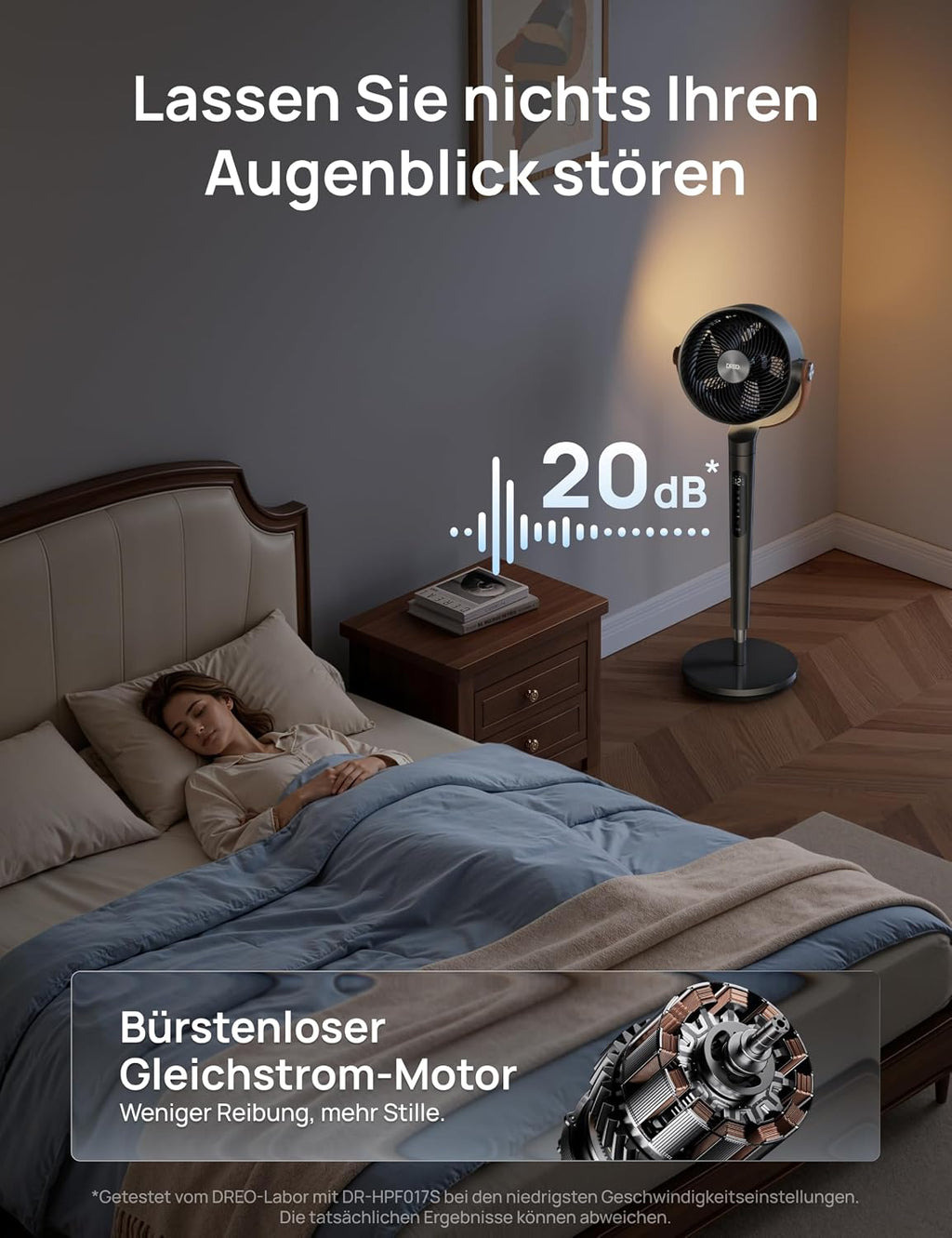 DREO 20dB Quiet Smart Pedestal Fan for Bedroom with RGB LED, 150°+120° Oscillation, 30m Air Circulator and 2209 m³/h Air Volume, 12 Speeds, 6 Modes, 94-107cm Height, Wi-Fi & Alexa