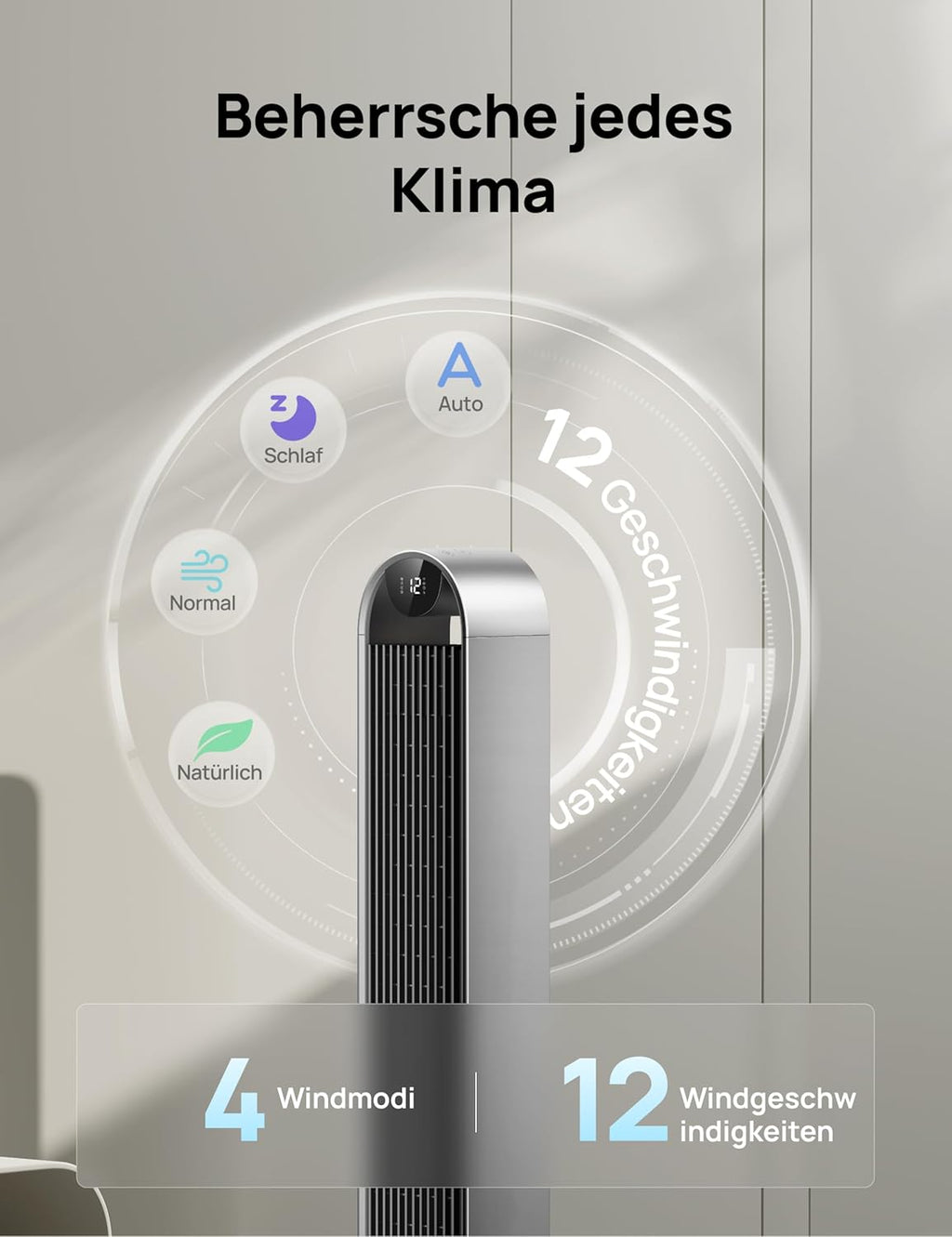 DREO Smart Tower Fan Very Quiet, 120° Oscillating Fan with Cooling, 25dB Pedestal Fan with Remote Control for Bedroom, 12 Speeds, 4 Modes, 12-Hour Timer, Pilot Max S