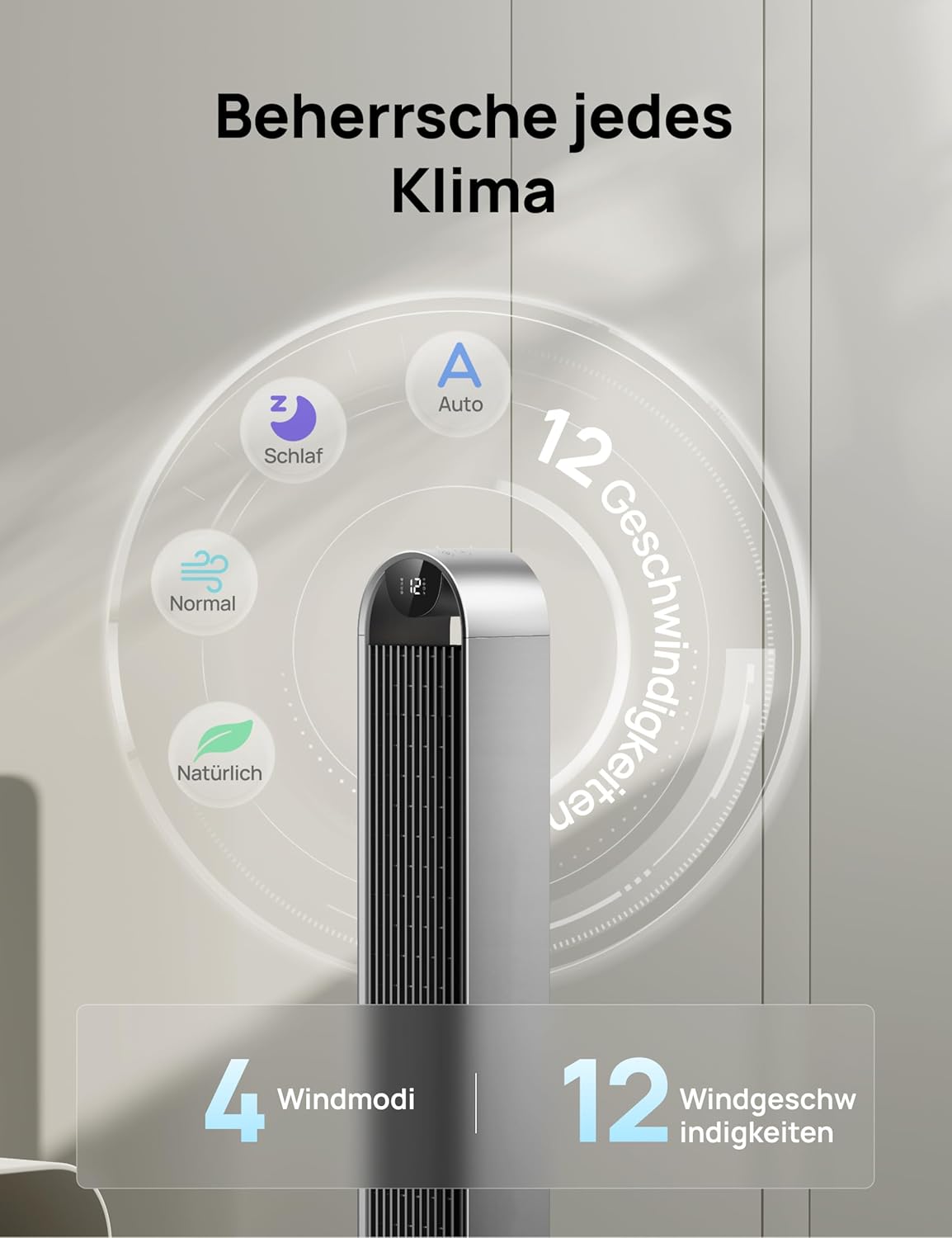 DREO Smart Tower Fan Very Quiet, 120° Oscillating Fan with Cooling, 25dB Pedestal Fan with Remote Control for Bedroom, 12 Speeds, 4 Modes, 12-Hour Timer, Pilot Max S