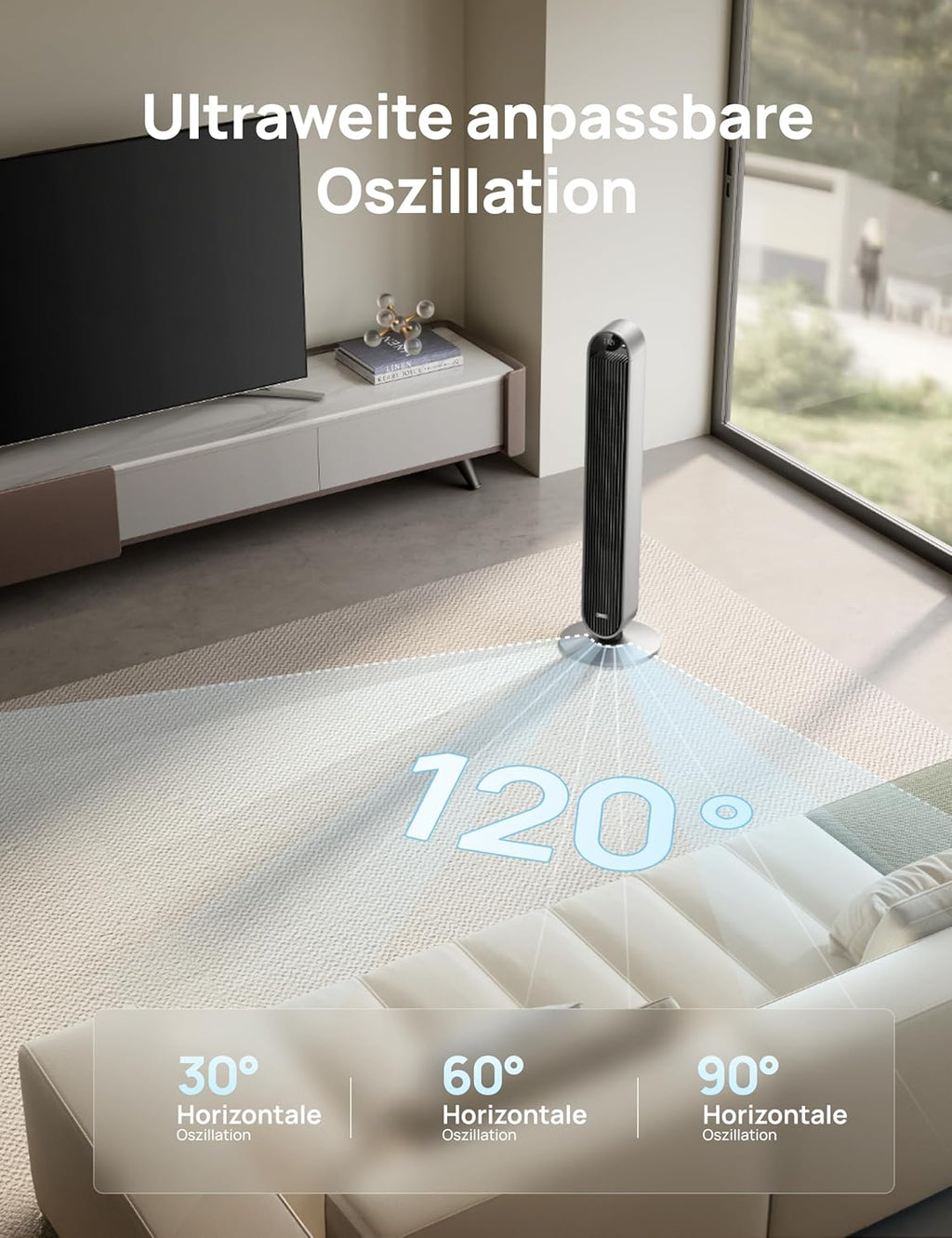 DREO Smart Tower Fan Very Quiet, 120° Oscillating Fan with Cooling, 25dB Pedestal Fan with Remote Control for Bedroom, 12 Speeds, 4 Modes, 12-Hour Timer, Pilot Max S