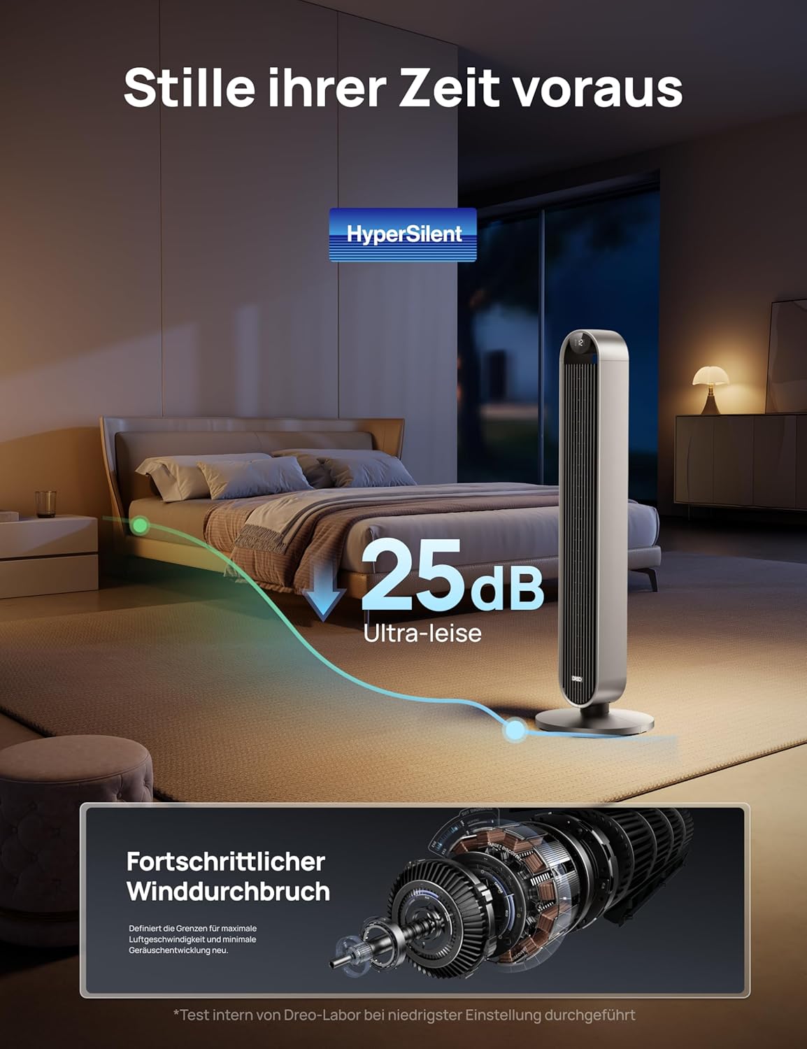 DREO Smart Tower Fan Very Quiet, 120° Oscillating Fan with Cooling, 25dB Pedestal Fan with Remote Control for Bedroom, 12 Speeds, 4 Modes, 12-Hour Timer, Pilot Max S