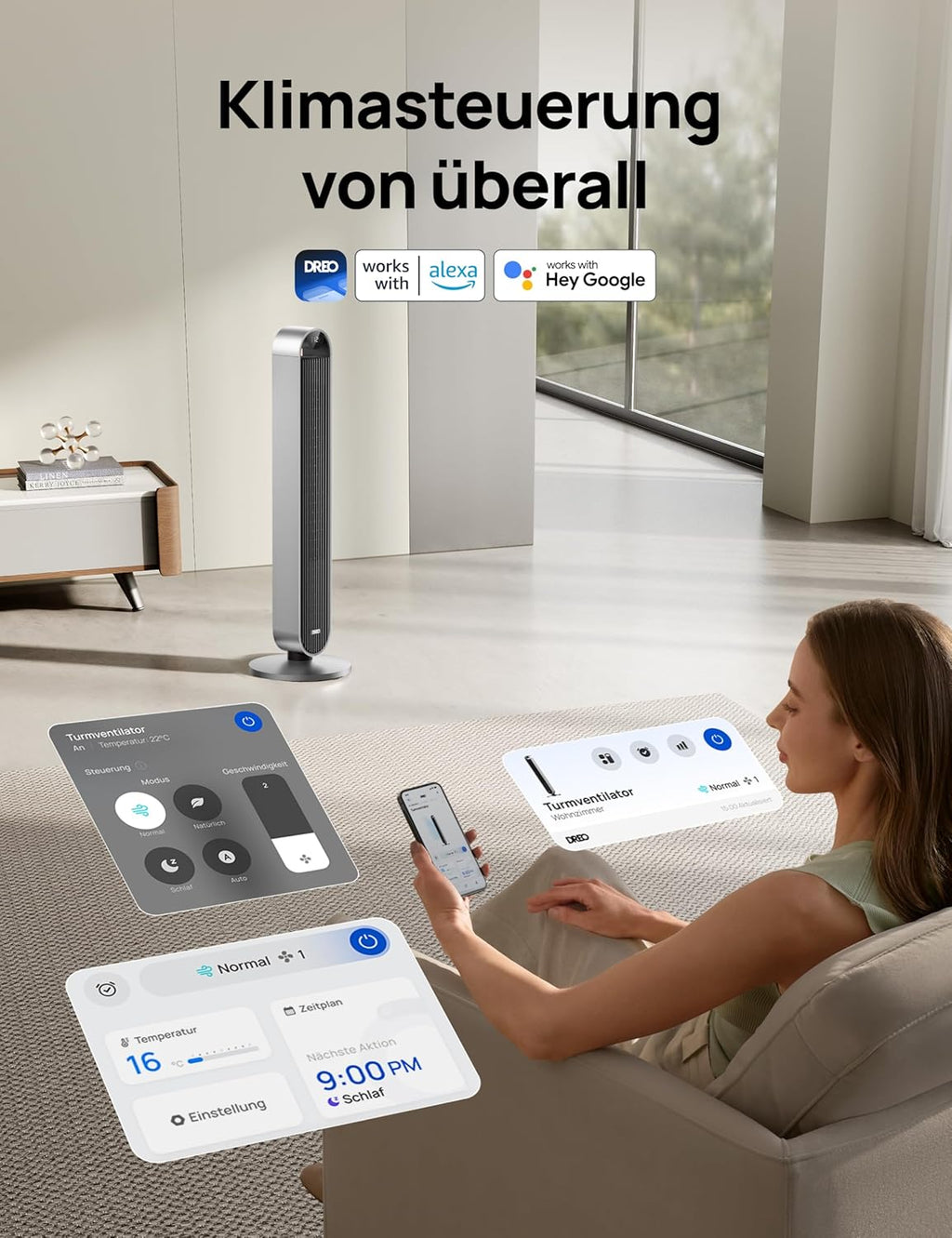 DREO Smart Tower Fan Very Quiet, 120° Oscillating Fan with Cooling, 25dB Pedestal Fan with Remote Control for Bedroom, 12 Speeds, 4 Modes, 12-Hour Timer, Pilot Max S