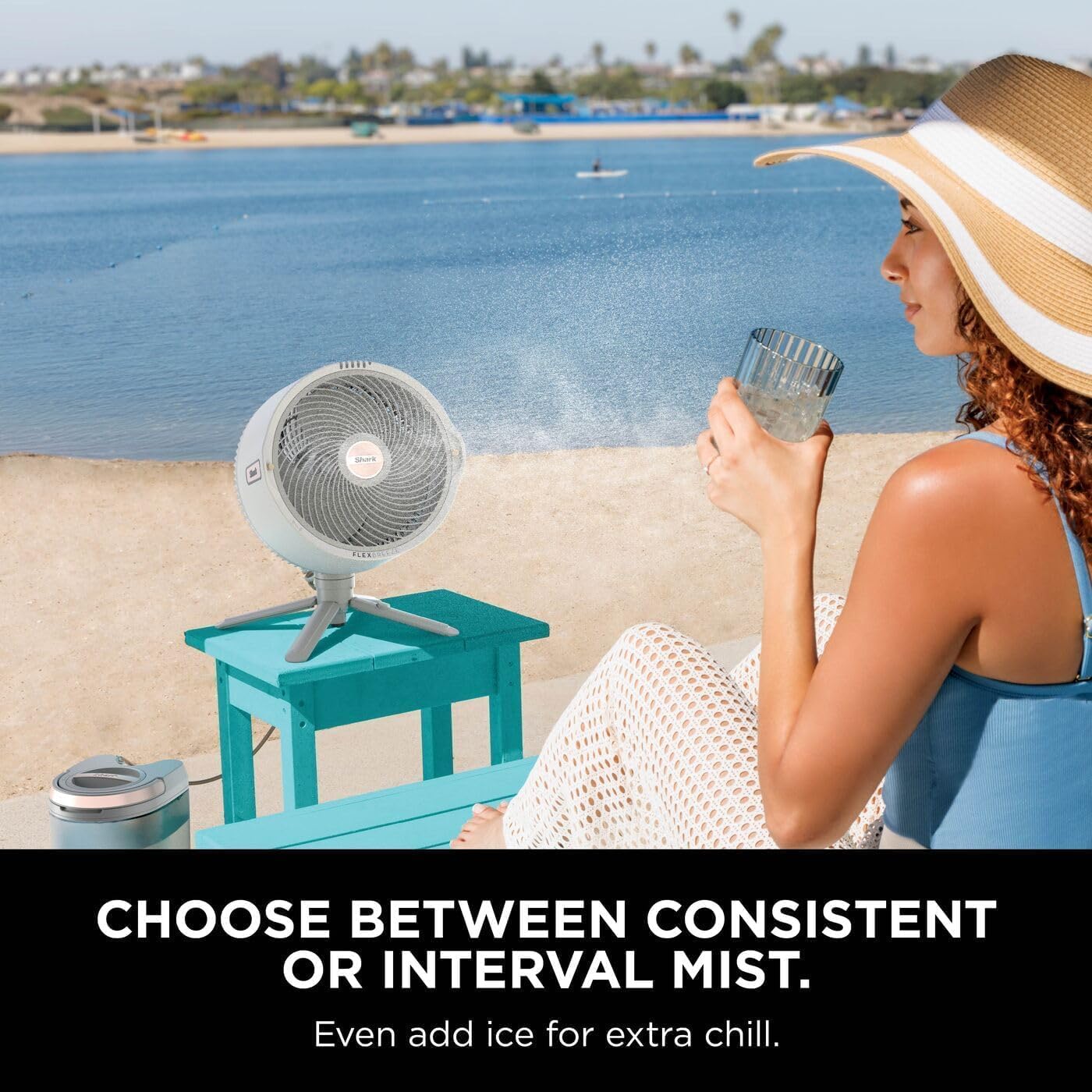 Shark FlexBreeze Pro Mist Cordless Indoor & Outdoor Fan with Outdoor Misting System, Up to 20m Reach, 24hr Runtime, Pedestal & Table Fan, 5 Speeds