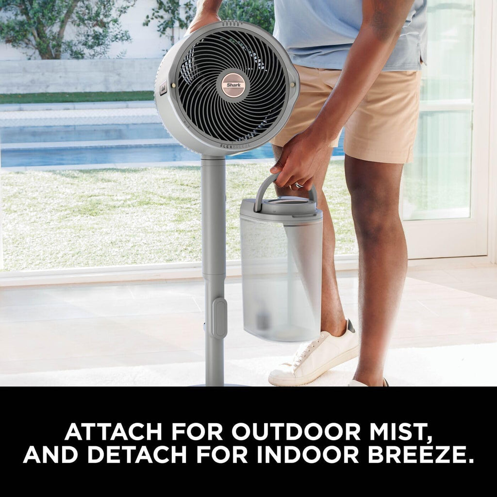 Shark FlexBreeze Pro Mist Cordless Indoor & Outdoor Fan with Outdoor Misting System, Up to 20m Reach, 24hr Runtime, Pedestal & Table Fan, 5 Speeds