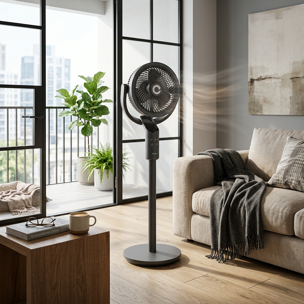 Devola Platinum Low Noise 8 Inch Air Circulator Pedestal Fan, Grey - DVPF8DCB