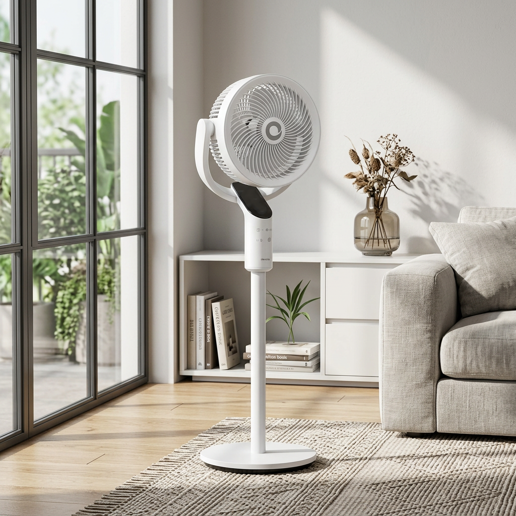 Devola Platinum Low Noise 8 Inch Air Circulator Pedestal Fan, White - DVPF8DCW