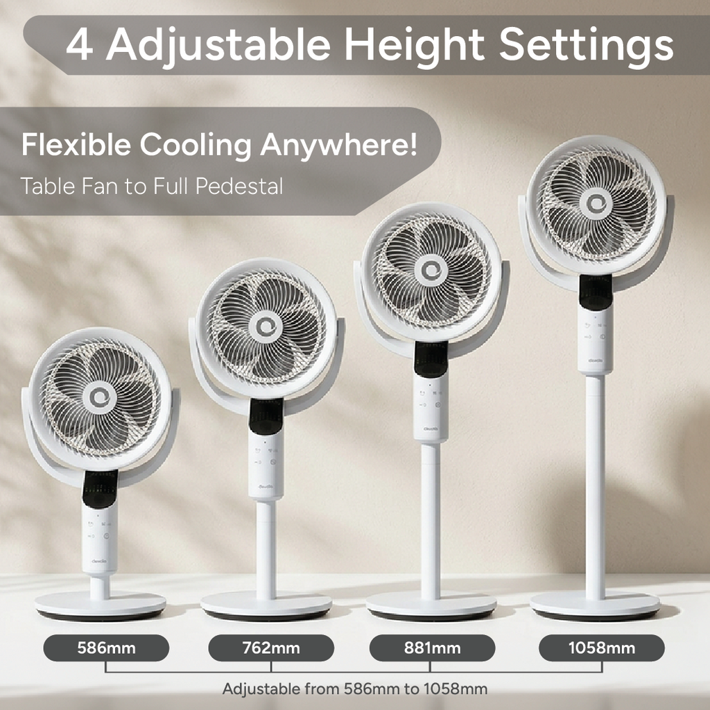Devola Platinum Low Noise 8 Inch Air Circulator Pedestal Fan, White - DVPF8DCW