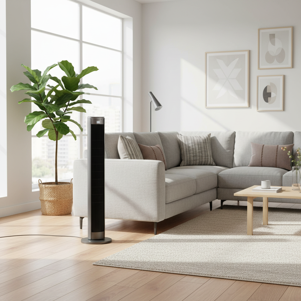 Devola Platinum 38 Inch Tower Fan with Remote, Black & Silver - DVTF38PBS