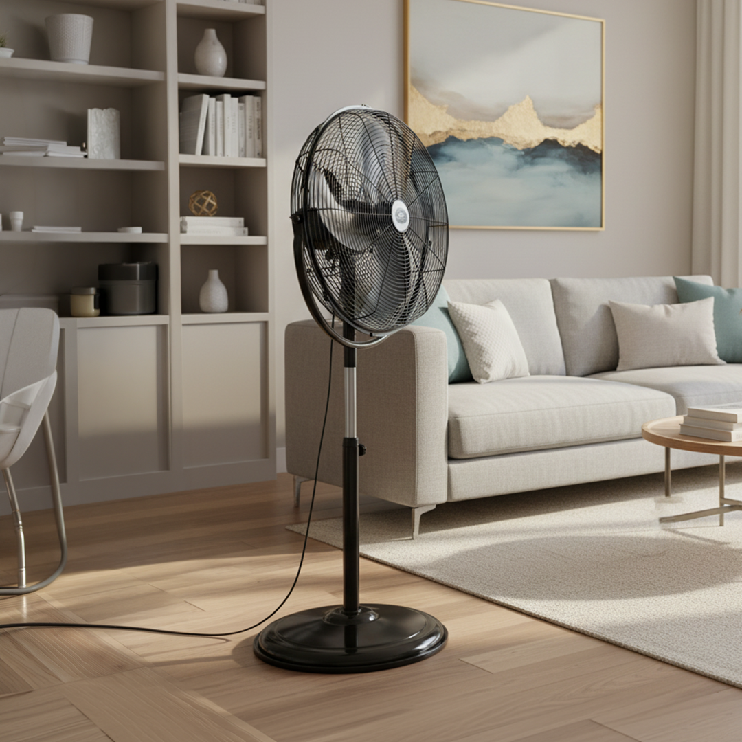 Prem-i-air 20" High Velocity Stand Fan, Adjustable Head, 3 Speeds, Robust Base & Powerful Airflow - EH5864