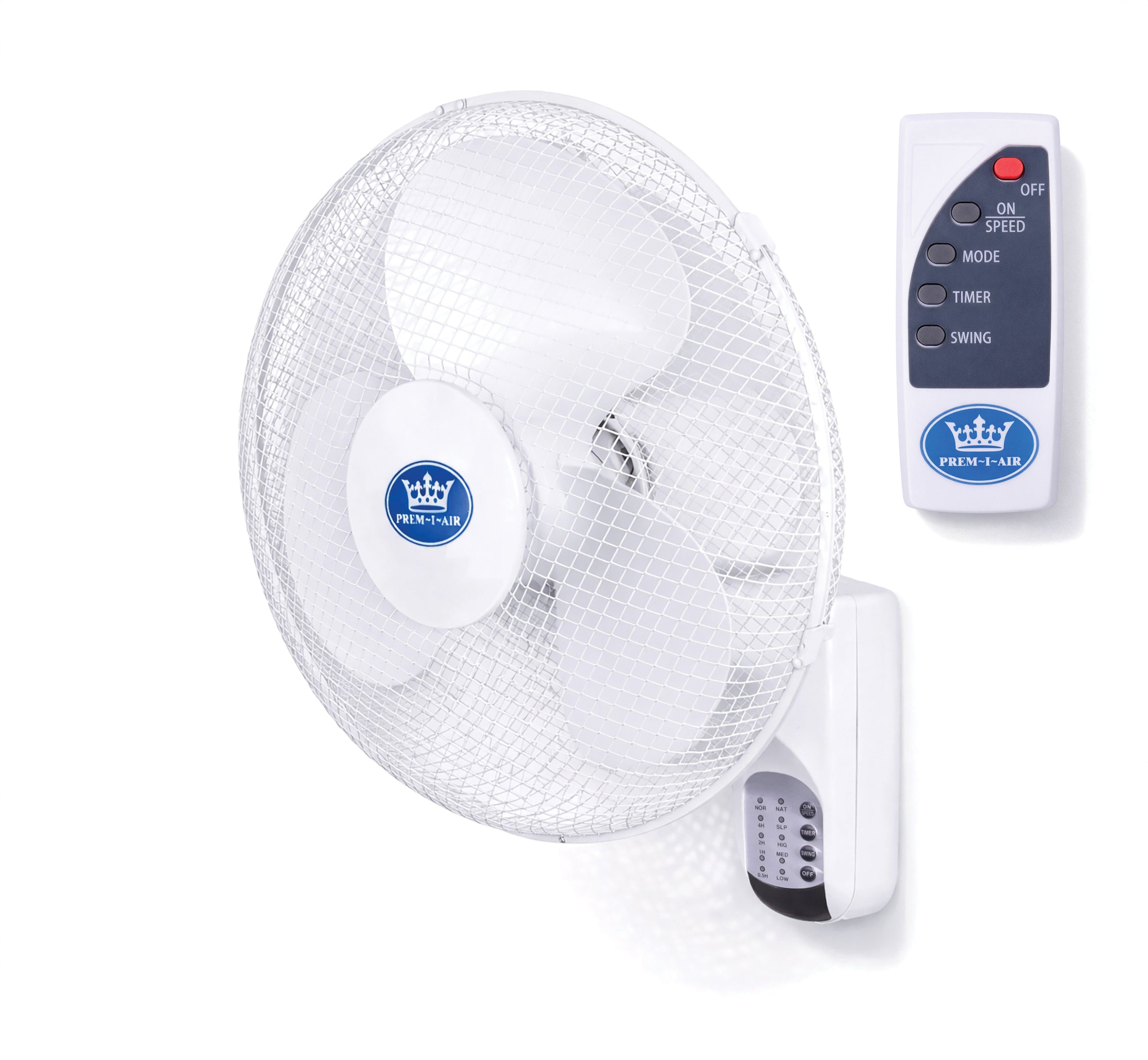 Prem-i-air 16" Wall Fan with Remote Control, 7.5-Hour Timer, 3 Speeds, Oscillation & Adjustable Head - EH5623