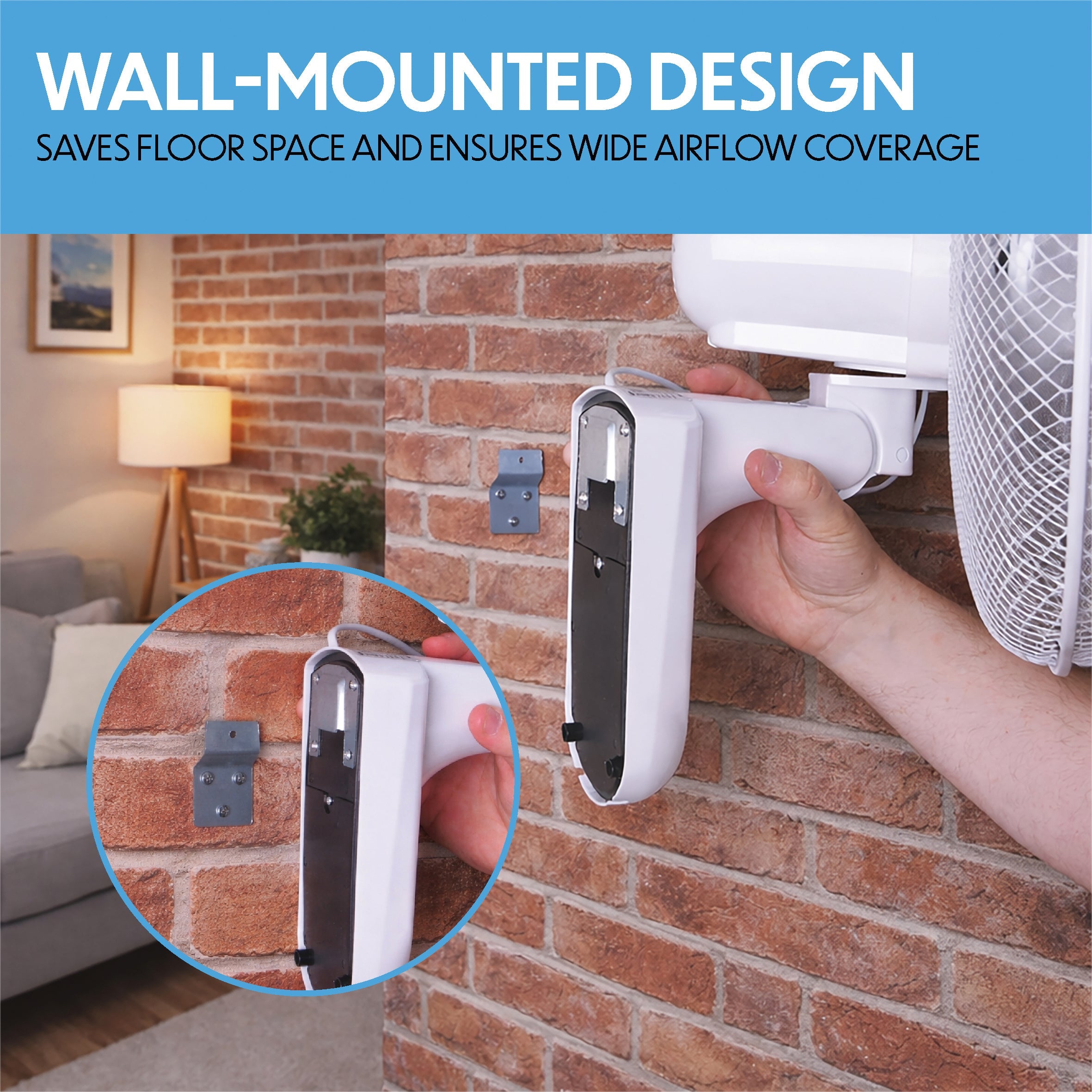 Prem-i-air 16" Wall Fan with Remote Control, 7.5-Hour Timer, 3 Speeds, Oscillation & Adjustable Head - EH5623