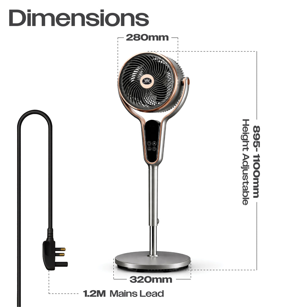 Prem-i-air 10" Stand Fan - Multi Oscillating, Built in Timer, 8 Speed Settings - Black - EH5430