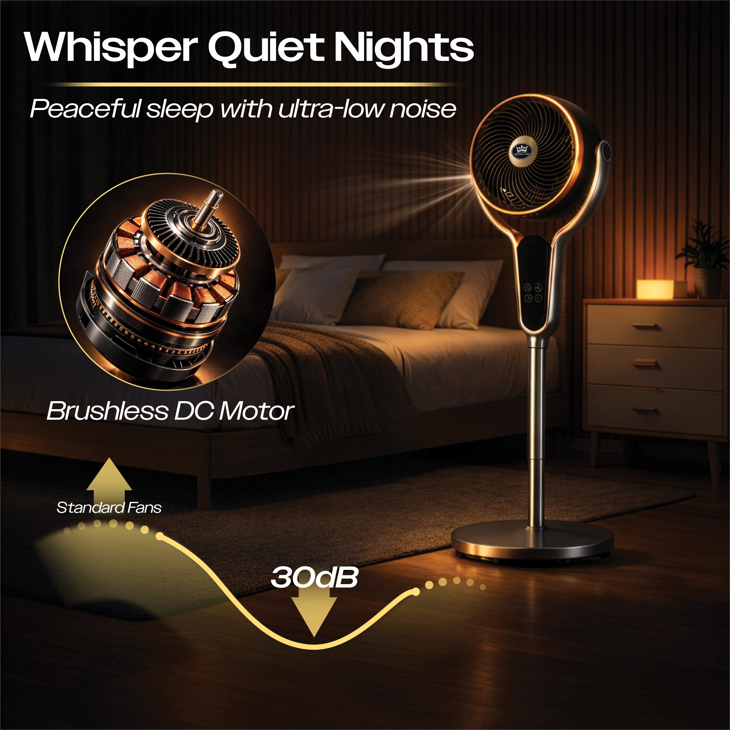 Prem-i-air 10" Stand Fan - Multi Oscillating, Built in Timer, 8 Speed Settings - Black - EH5430