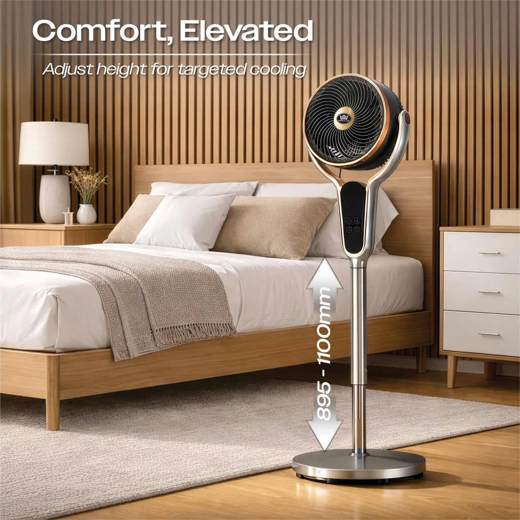 Prem-i-air 10" Stand Fan - Multi Oscillating, Built in Timer, 8 Speed Settings - Black - EH5430
