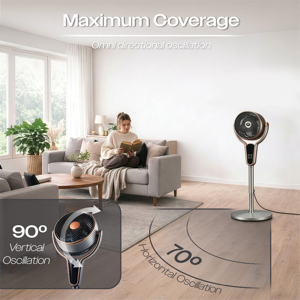 Prem-i-air 10" Stand Fan - Multi Oscillating, Built in Timer, 8 Speed Settings - Black - EH5430