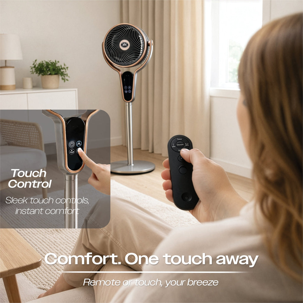 Prem-i-air 10" Stand Fan - Multi Oscillating, Built in Timer, 8 Speed Settings - Black - EH5430