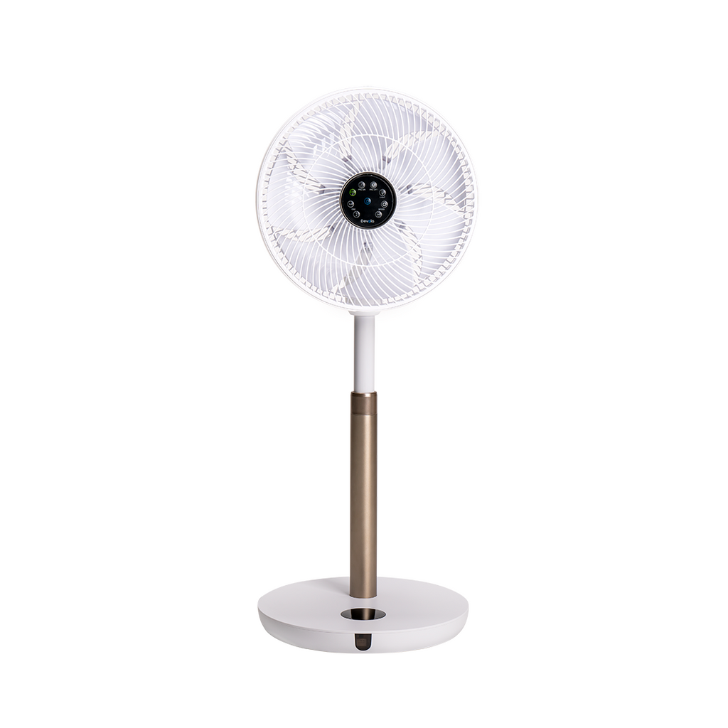 Devola Ultra Quiet 28W 12 Speed 12-inch DC Pedestal Fan - White - DV12PDQM