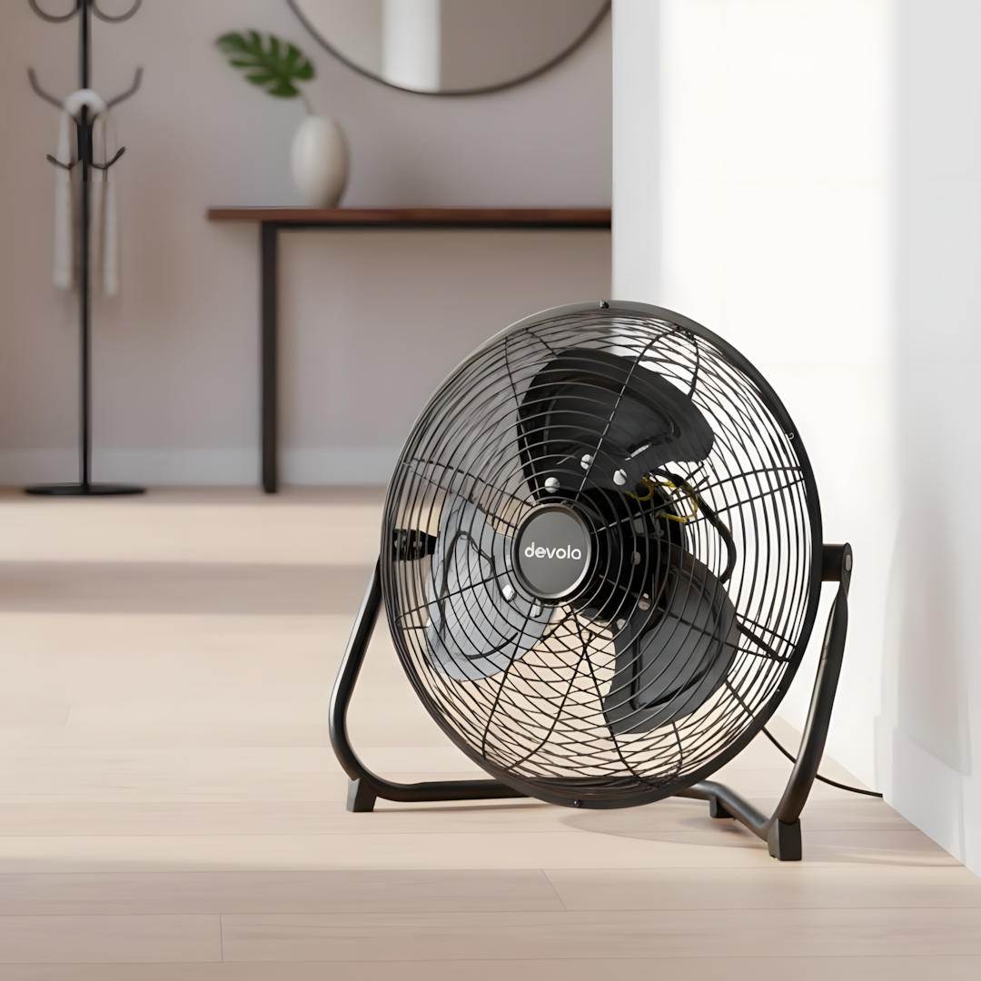 Devola 45W 3 Speed 12-inch Floor Fan - Black - DV12FFB