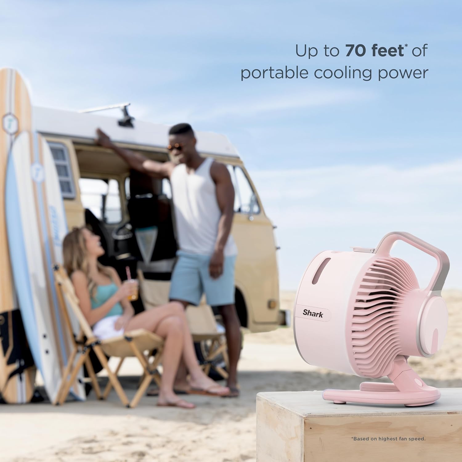 Shark FlexBreeze HydroGo Fan + Car Charger, ultra-powerful portable fan that mists indoors & outdoors, 5 speeds, evaporative misting