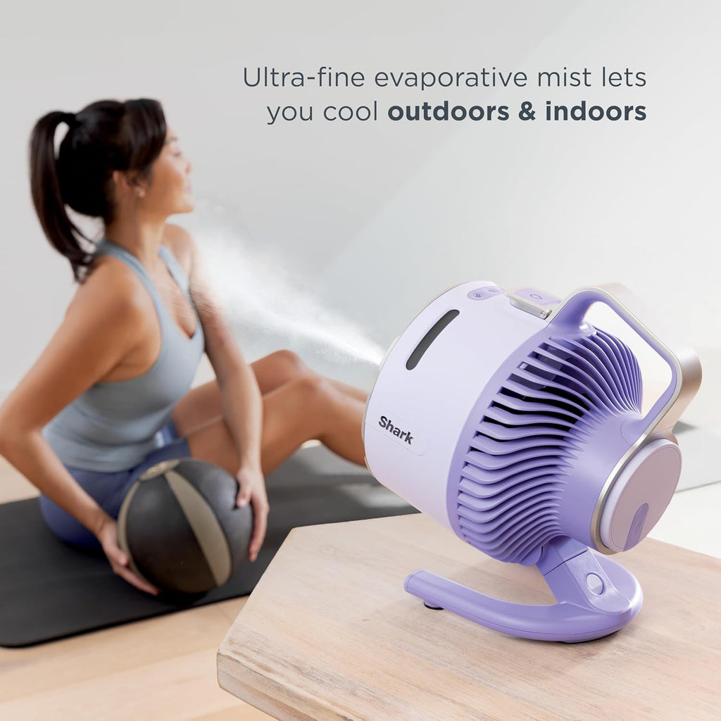 Shark FlexBreeze HydroGo Fan + Car Charger, ultra-powerful portable fan that mists indoors & outdoors, 5 speeds, evaporative misting