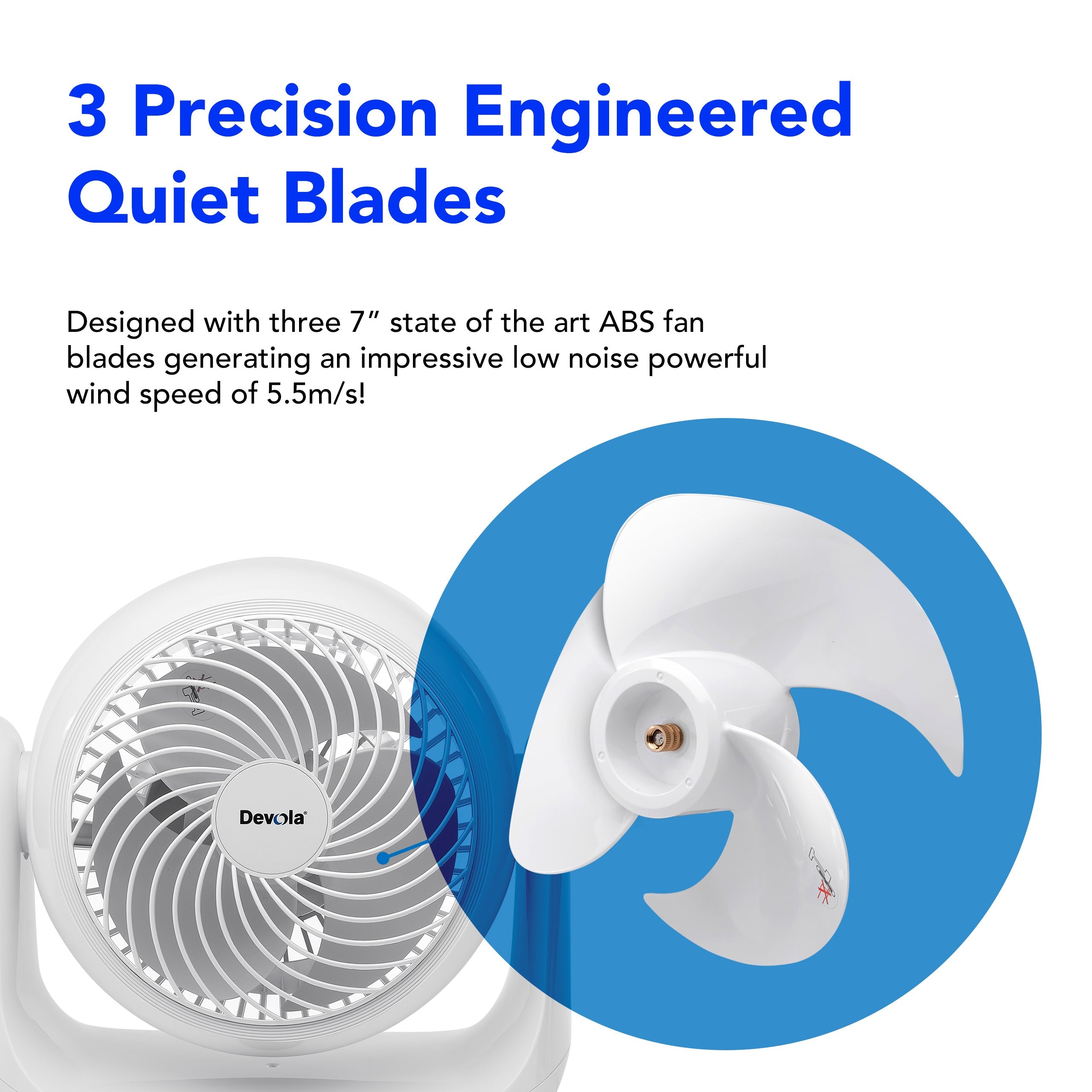 Devola Low Noise 20W 9 Speed 9-inch DC Desk Fan - White - DVF7DCFAN