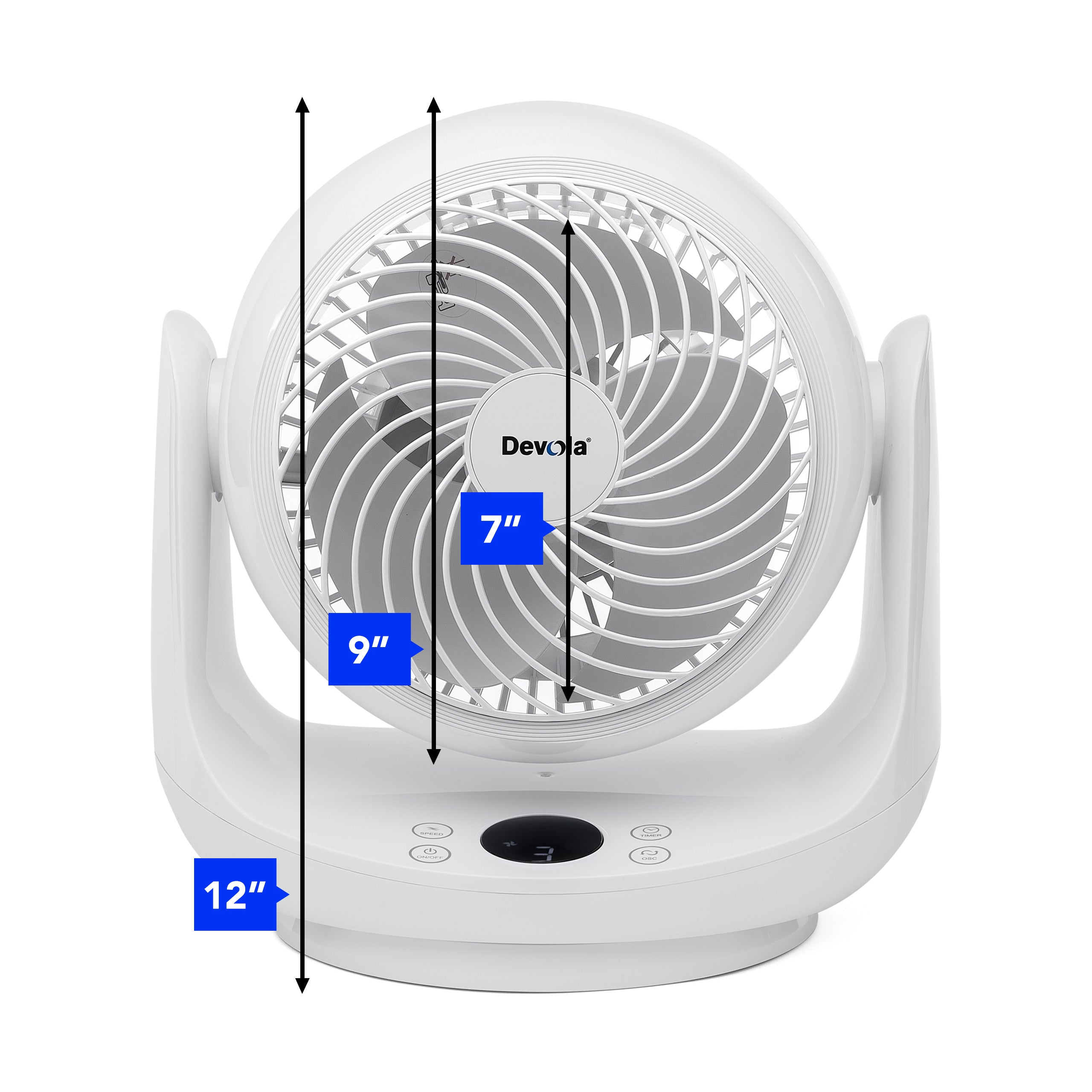 Devola Low Noise 20W 9 Speed 9-inch DC Desk Fan - White - DVF7DCFAN
