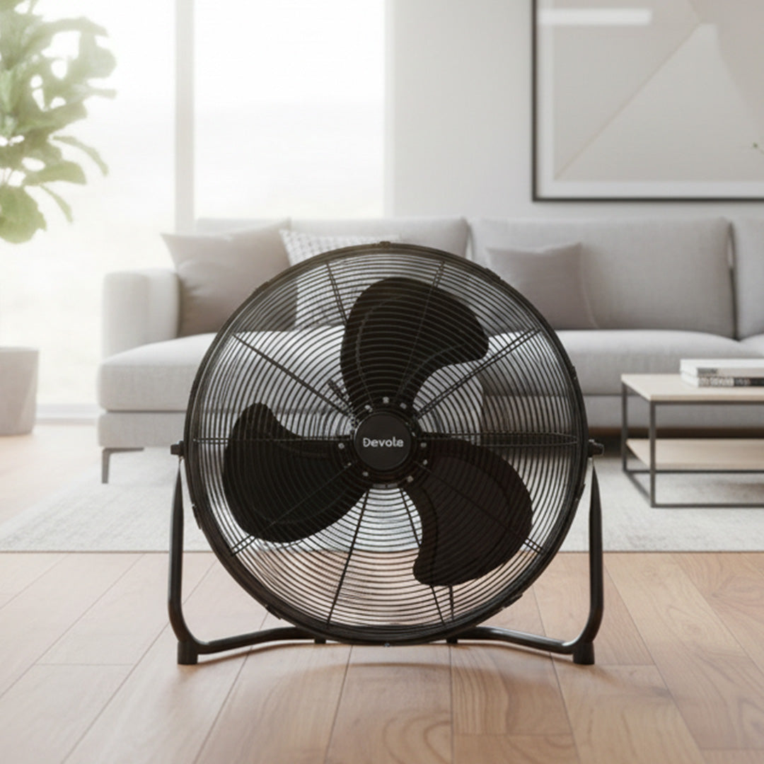Devola High Power 80W 3 Speed 20-inch Floor Fan - Black - DV20FFB