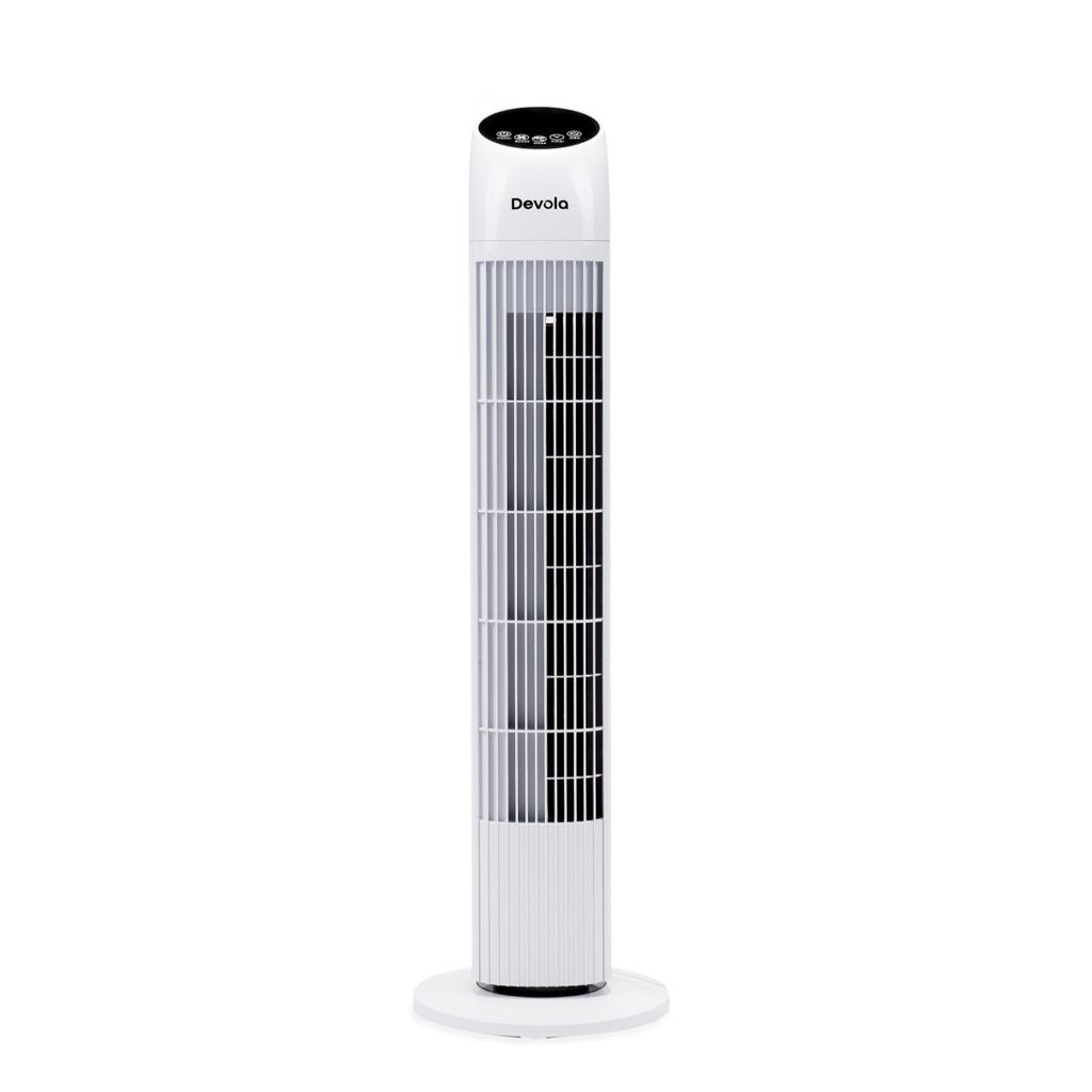 Devola Tower Fan - 3 Speed, 12 Hour Timer, Remote Controlled - White - DV33TFWH