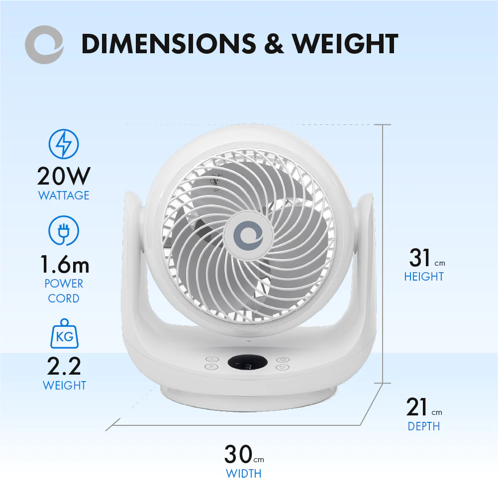 Devola Platinum Low Noise DC 9 inch Air Circulator Fan White - DVF9DCFAN