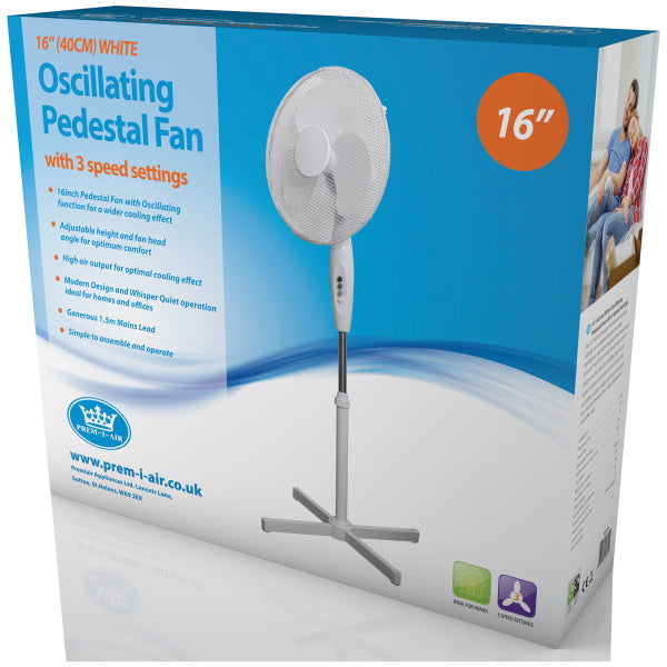 Premiair 16" Pedestal Fan White - EH1795
