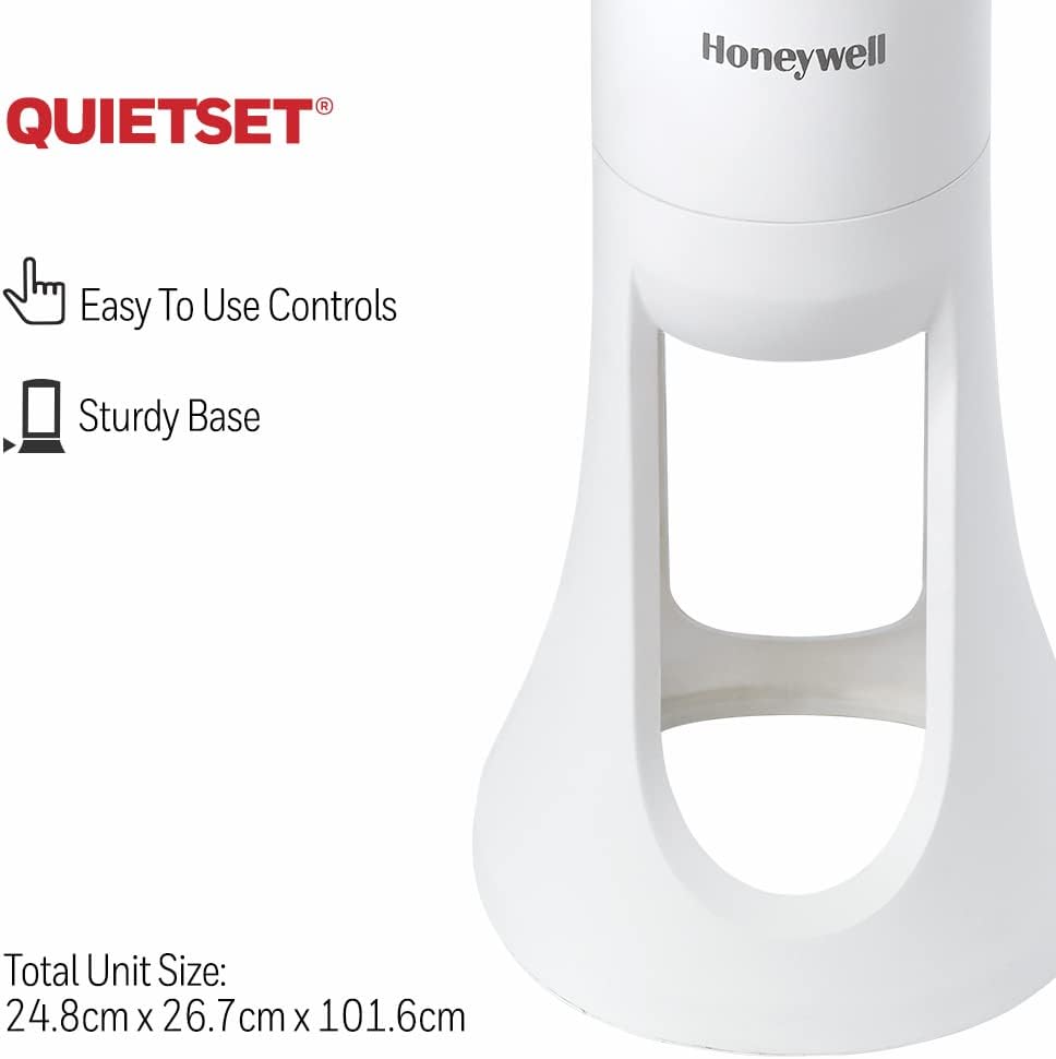 Honeywell QuietSet Whole Room Oscillating Tower Fan, 5 Speed Settings, Oscillating 80, Timer Function, Auto-Off Lights, Remote Control HYF260